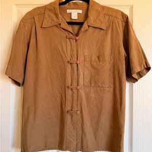 The Limited Women’s Tan/Brown Short Sleeve Shirt 100% Silk Size XS